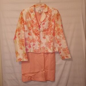 Chadwicks 10P Peach Sleeveless Dress Floral Jacket Linen Blend Spring Easter